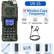 Baofeng UV-25 Walkie-Talkie 136-174&220-260&400-520MHz Tri-Band Two Way Radio US