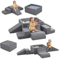 Soft Foam Climbing Blocks and Ball Pit 6PCS Toddler Climbing Toys Indoor Grey So