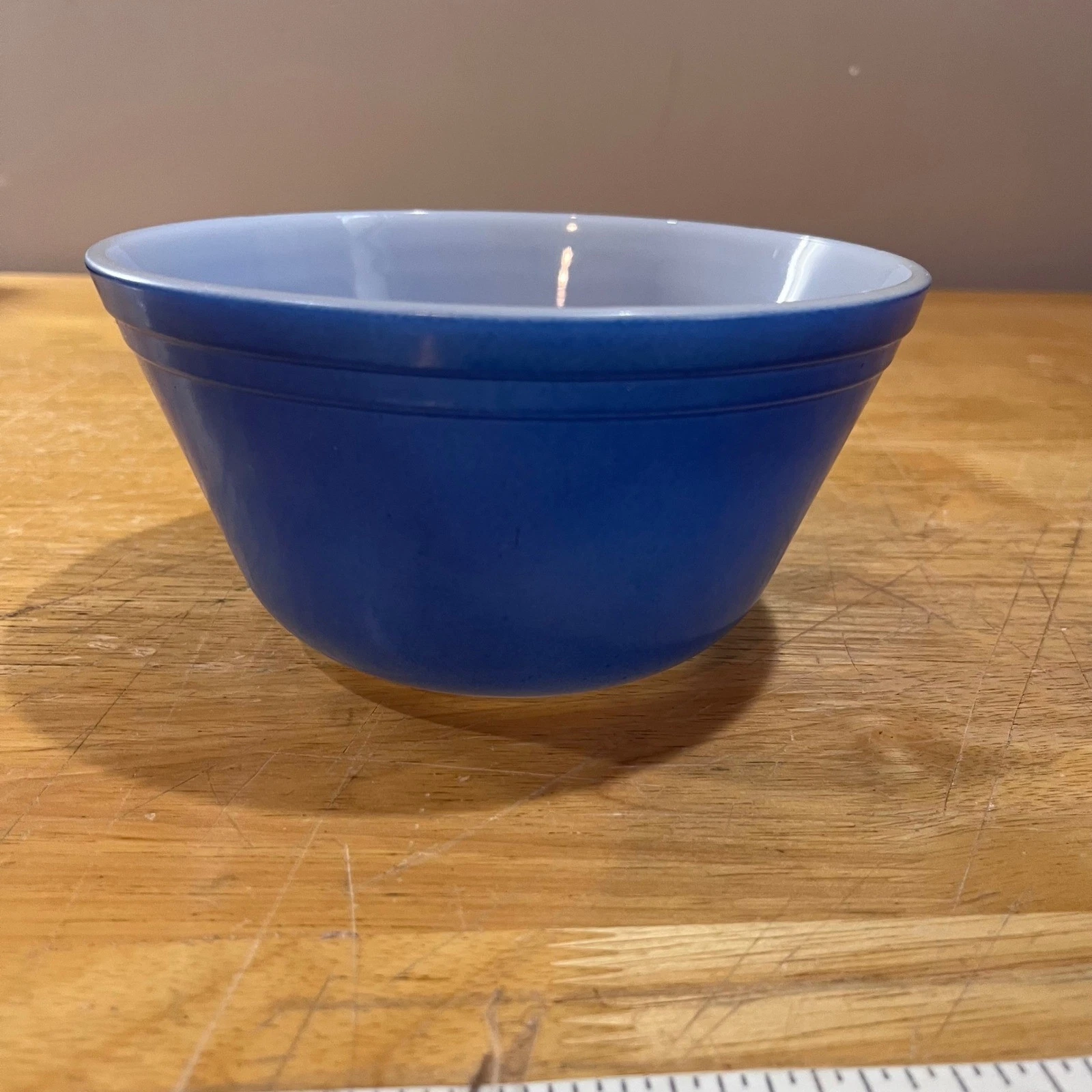 Vtg Federal Glass Blue Milk Glass Mixing Bowl Mid Century Modern 6 inch