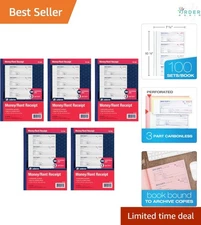 Money and Rent Receipt Books Carbonless 4 Receipts per Page 80x10-7/8