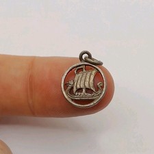 Small Old Vintage Silver Viking Ship Charm
