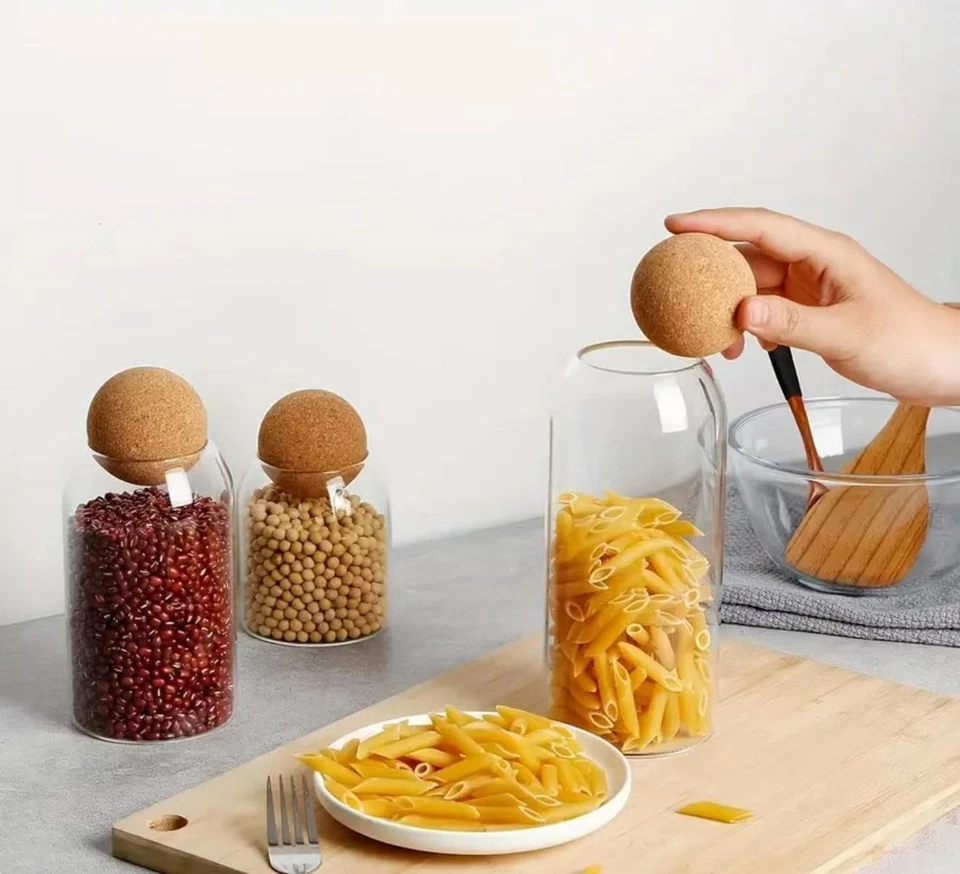 Frascos de almacenamiento de vidrio de 3 piezas: botes de cocina herméticos para café, azúcar, especias, Foto 3 de 4