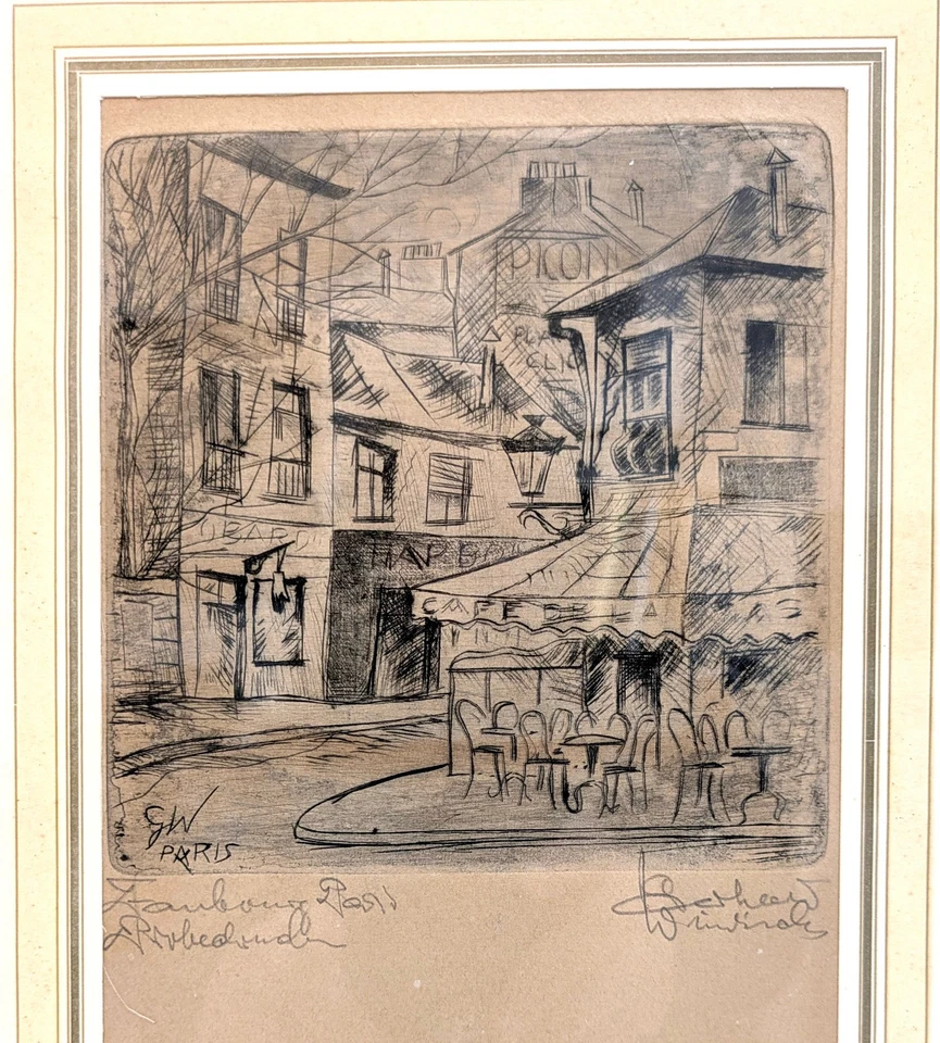 Gerhard WINDISCH 1895-1961 Radierung SIGNIERT um 1928 Beaubourg PARIS - Bild 3 von 4