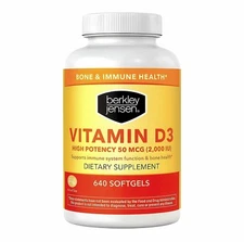 Berkley Jensen Vitamin D3 2000IU (50 mcg) (640 Softgels)