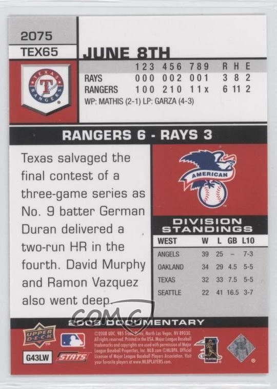 2008 Upper Deck Documentary Ben Broussard #2075 - Image 2 of 2