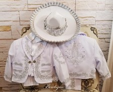 Free Shipping  Our Lady of Guadalupe Beautiful 6 Pieces Boy White Charro Suit