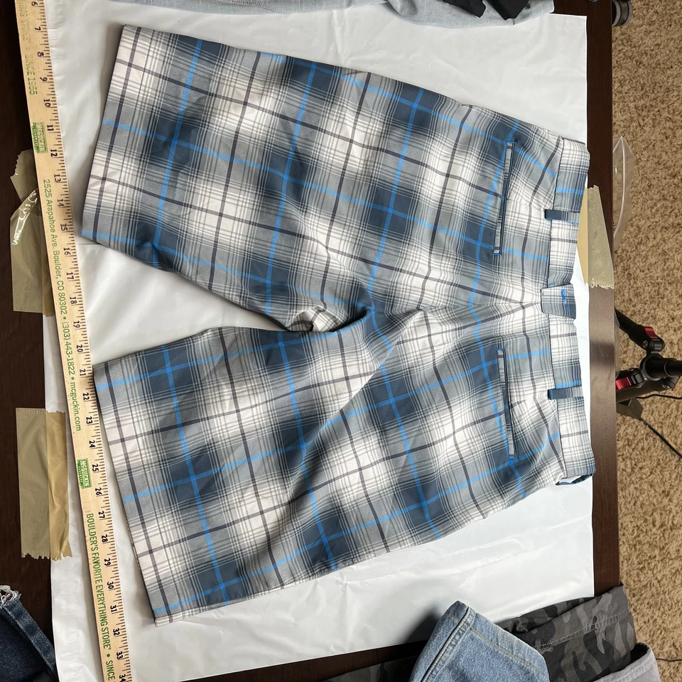 Pantalones Cortos Nike Golf Tour Performance Dri-FIT Para Hombre 34 Gris Azul A Cuadros Ligeros Foto 3 de 4