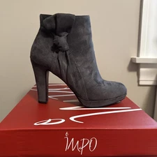 Women’s Impo Grey Suede Side Zipper Ankle Boot New In Box Size 7