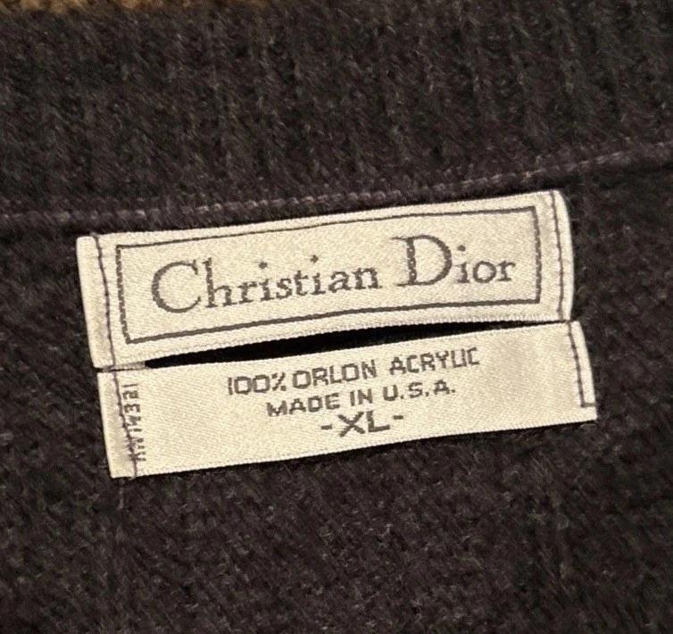 Men’s Vintage Christian Dior Crewneck Pullover Sweater Cable Knit Grey Size XL🔥 - Image 3 of 4