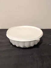 Vintage Tupperware Jello Mold Salad 3 Piece Speckled White 1202 With Lid