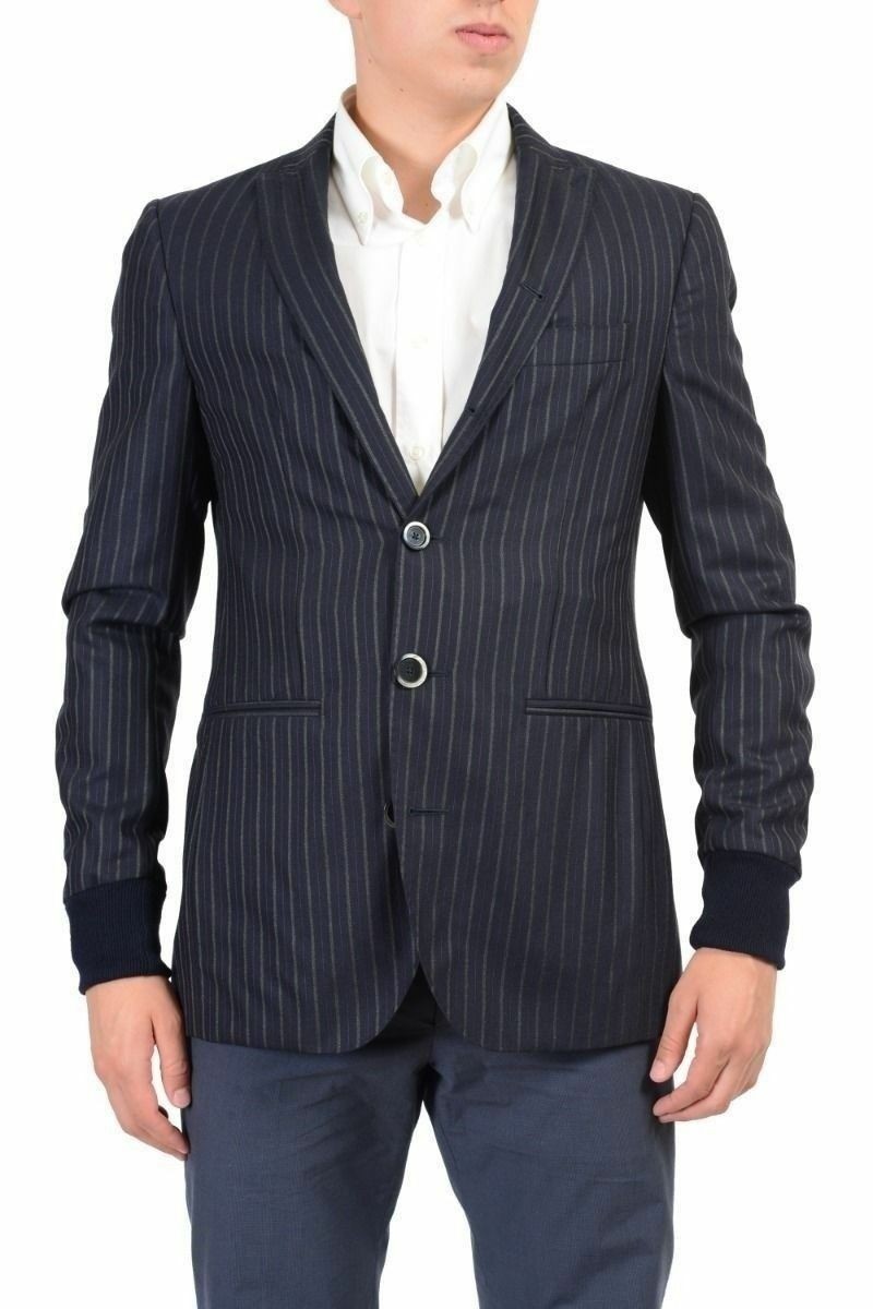 Мужской блейзер на пуговицах Etro из 100 шерсти в темно-синюю полоску US 40-50 99690₽