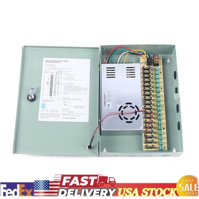 18CH Channel Power Supply Distribution Box for CCTV Security Camera 12V DC 30A