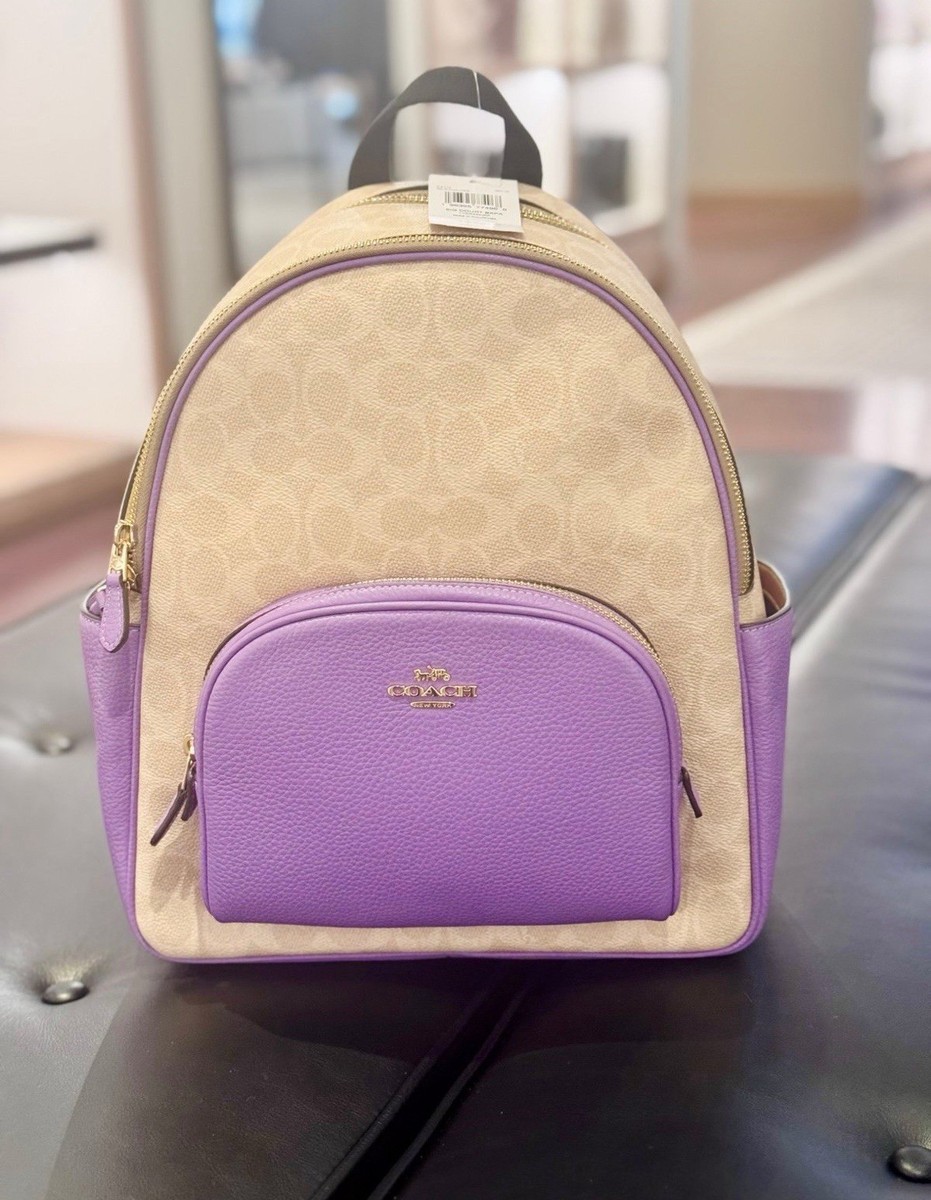 COACH CZ176 Court Backpack In Signature Canvas & Leather Sand/Iris