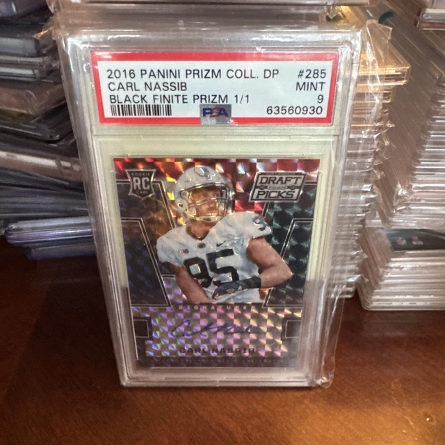 2016 Panini Prizm DP Carl Nassib - #285 Rookie Autograph Black Finite 1/1 PSA 9