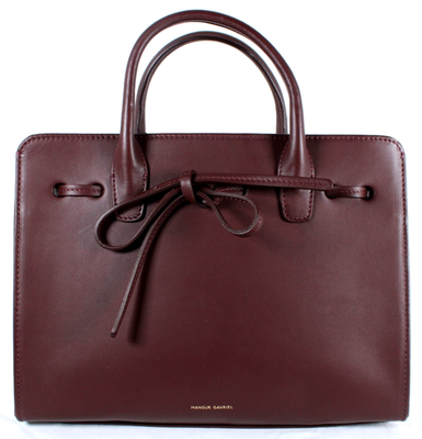 MANSUR GAVRIEL Dark Burgundy Red Calfskin Top Handle Small SUN 