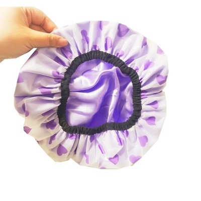 Summer Satin Lined Hair Cap for Shower Reusable Double Layered Shower Cap Wat...