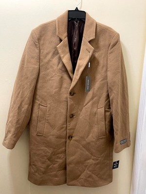 Michael Kors Overcoat Men's 38R Camel Wool Long Sleeve Notch Lapel