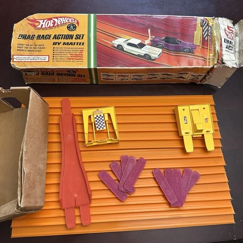 Vintage Hot Wheels Track Drag Race Action Set Box 1967 1968 Redline Era Mattel