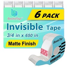 Invisible Tape 6 Rolls With Dispensers Matte Finish Gift Wrap Office School Clea