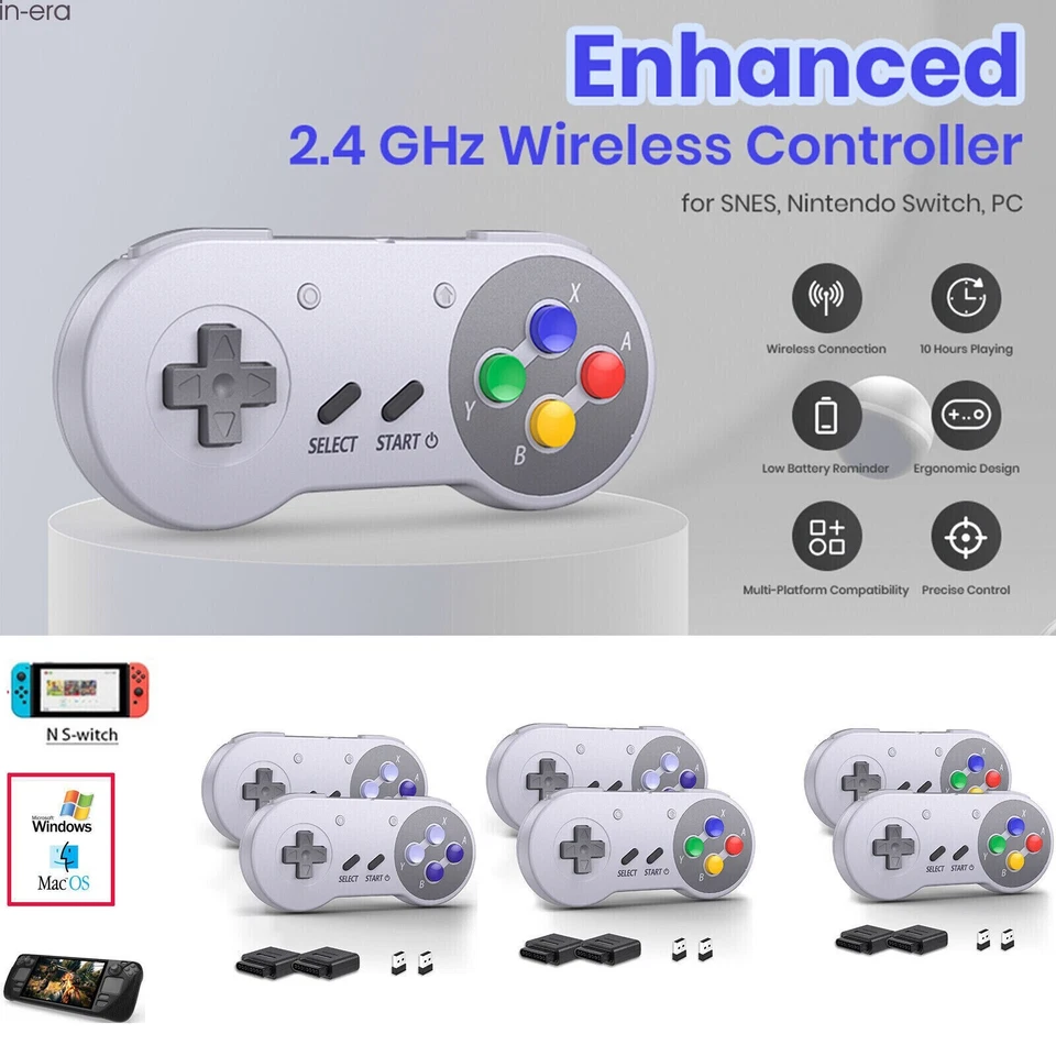 2.4G Wireless SNES Switch Online Controller for Switch Switch 2 PC Super NES MAC - Image 2 of 4