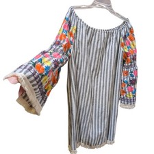 Philosophy Off The Shoulder BOHO Dress With Embroidered Sleeves Size M