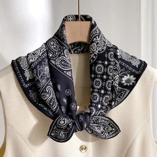 70% Cashmere 30% Silk 26'' Bandana cashew Print Shawl Neckerchief Scarf wrap