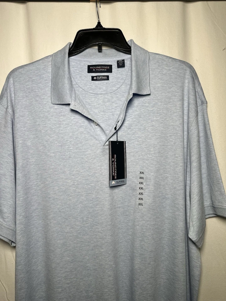 Camisa Polo Roundtree Yorke Supima XXL / 2XL Hombres Pullover Algodón Azul Foto 2 de 4