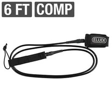 ELUDE 6ft Comp Surfboard Leash, 5mm, Maximum Strength - Black