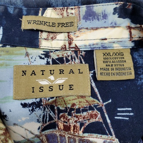 Natural Issue Button Down Hawaiian Shirt Short Sleeve Mens Sz XXL Boat Ocean - Picture 9 of 11