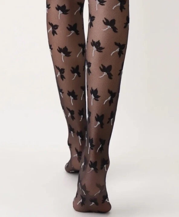 OROBLU Primroses черный кружевной чистый колготки 20 размер M розничной $35.00 новый - Изображение 3 из 4