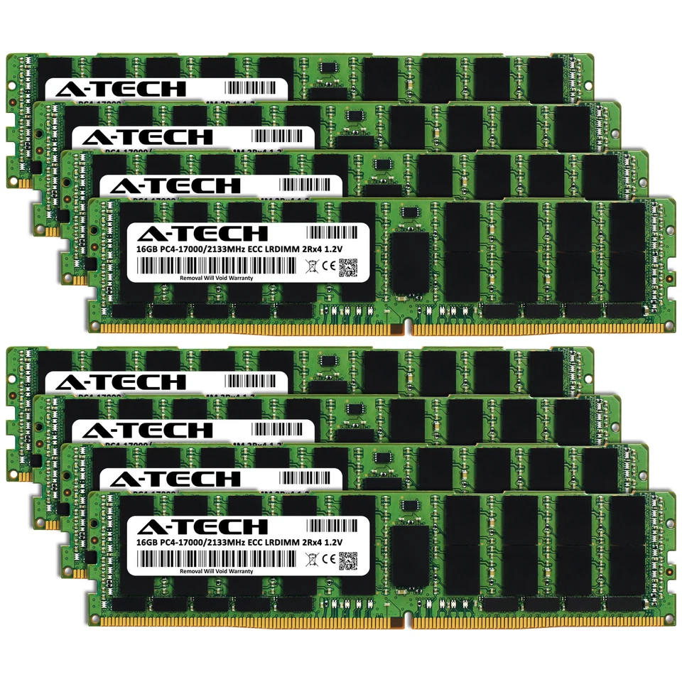 A-Tech 128GB 8x 16GB 2Rx4 PC4-17000L LRDIMM DDR4 2133 MHz ECC Server Memory RAM - Image 2 of 4