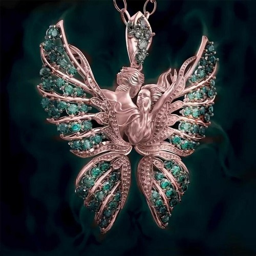 Angel Wings Crystal Butterfly Pendant Necklace Men Women Faith and Love Jewelry - Picture 13 of 13