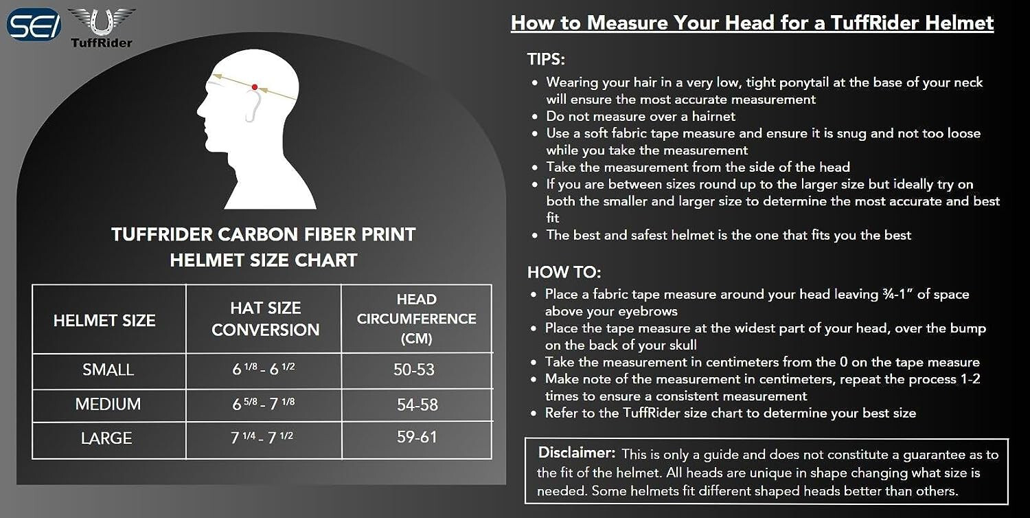 TuffRider Starter Carbon Fiber Print Shell Horse Riding Helmet Black