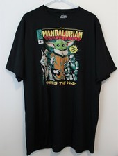Star Wars The Mandalorian Baby Yoda Men's T-shirt Black Multisize NWT