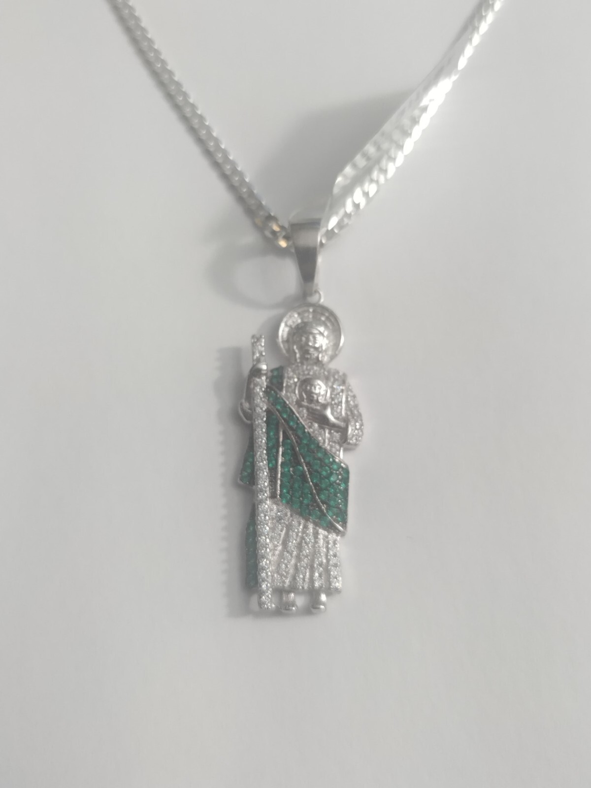 Sterling Silver St Jude Pendant With chain San Judas Tadeo en Plata con ...