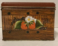 Vintage J.L. Clark Tin Canister Strawberries 4 1/2” X 4” X 3”