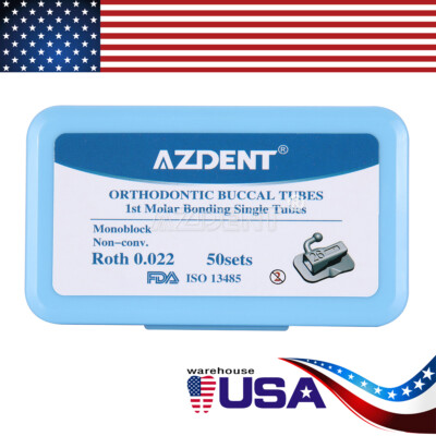 50Sets AZDENT Dental Orthodontic Buccal Tubes 1st Molar MBT ROTH 022 Bondable