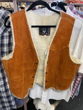 Vintage Faux Sheepskin Shearling Leather Arizona Brand Vest USA Sz XL Unisex
