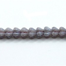 Luster Opaque Amethyst Baby Bell Flowers - 50 4x6 mm Czech Glass Pressed Beads