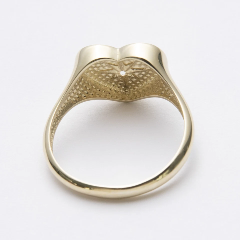 North Star Heart Signet Ring Solid Real 10K Yellow Gold All Sizes - Image 4 of 4