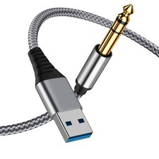 USB A to 1/4Inch Male Audio Jack Adapter Cable for Electric Guitar Bass Keyboard