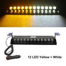 12-led Car Windshield Strobe Light Emergency Flash Warning Lamps 12v Amber White