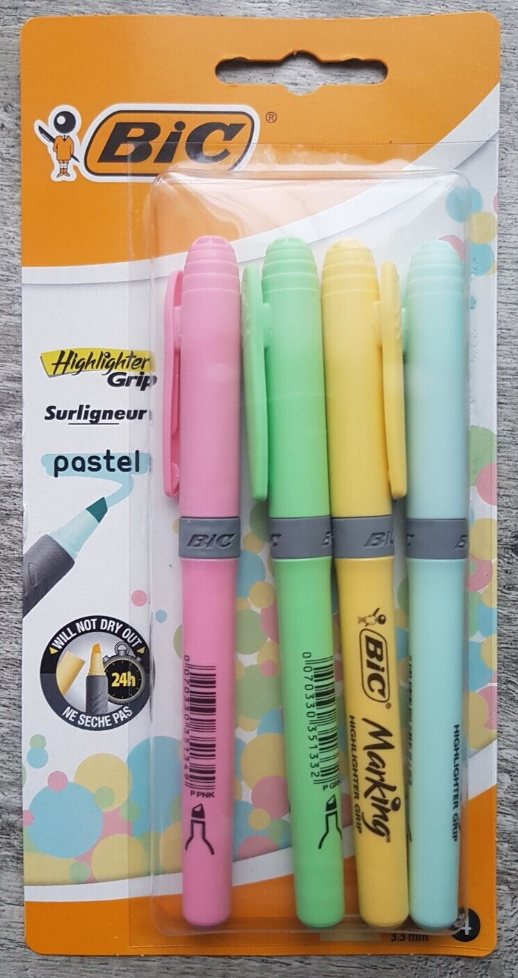 BIC Pack of 4 Highlighters - pastel colours