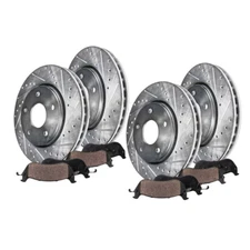 For 2009 - 2017 Nissan Maxima Front Rear DRILLED Rotors & Ceramic Brake Pads Set