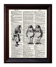 Tweedle Dee and Dum - Dictionary Art Print Printed On Authentic Vintage