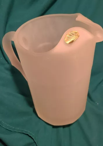 Vintage Tiara Indiana Glass Frosted Satin Glass Pitcher With Ice Lip