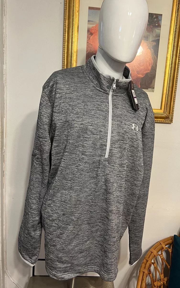 Under Armour Cold Gear Mens 1 2 Zip Long Sleeve Fleece Silver Sz