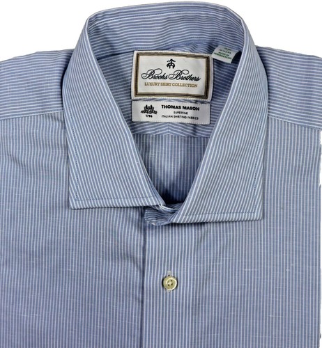 Brooks Brothers Shirt Mens 16-33 Blue Slim Fit Non Iron Supima