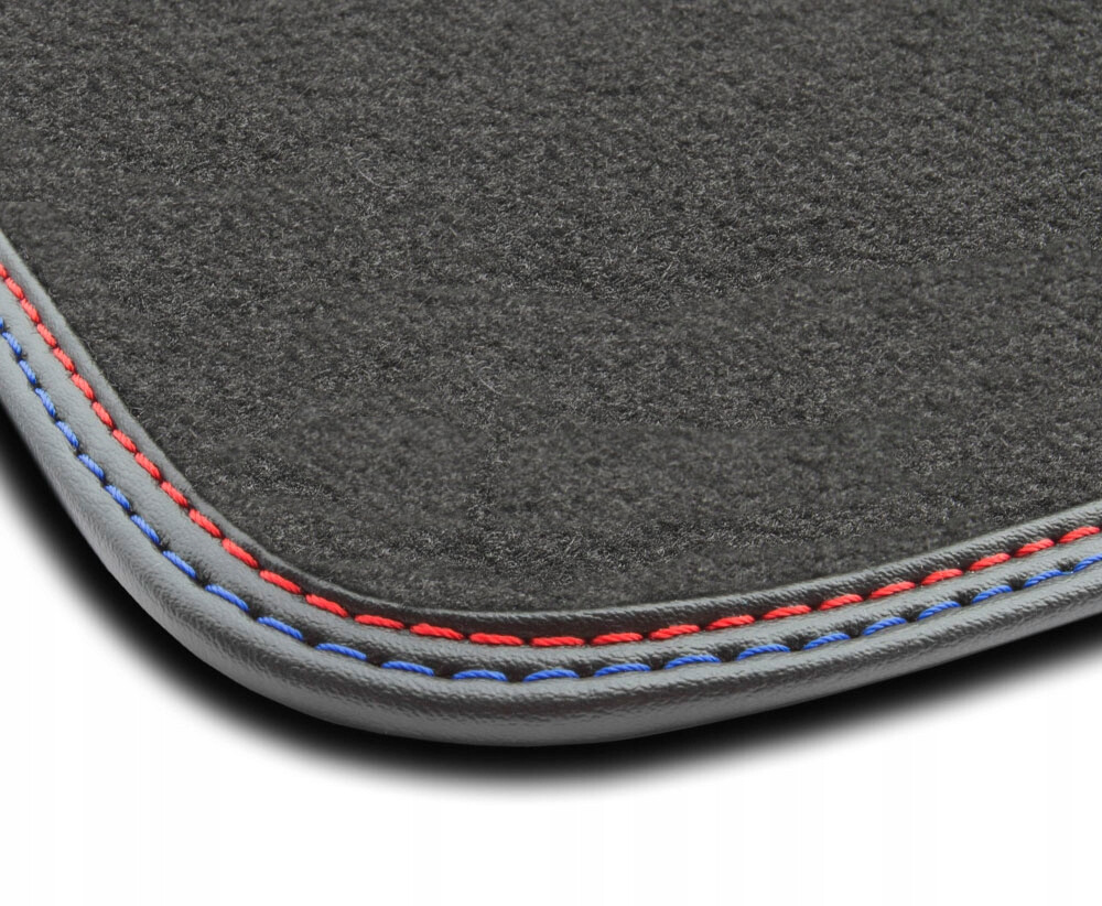 Tapis de sol velours et cuir rouge & bleu sport pour BMW E93