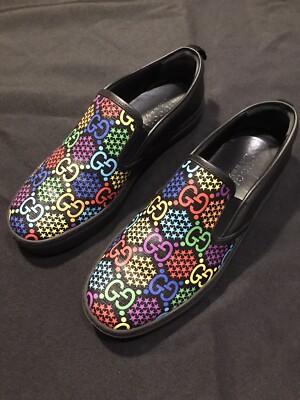GUCCI PSYCHEDELIC SUPREME SLIP ONS SNEAKERS GG 8.5 FITS SIZE 9 EURO 42 AUTHENTIC